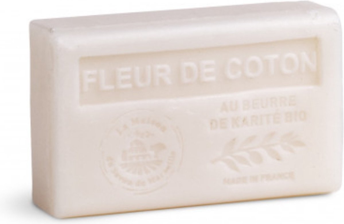 la Maison du Savon de Marseille 4 x Biologische Shea Butter Zeep - KATOEN BLOEM - à 125 gr.