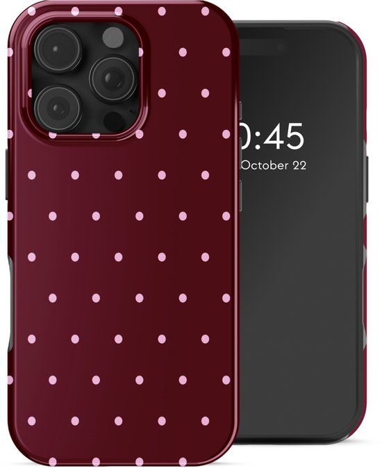Selencia Hoesje - Geschikt voor Apple iPhone 16 Pro - Backcover - Happy Dots Burgundy