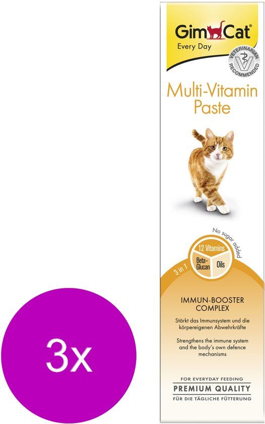 GimCat Multi-Vitamin Pasta Vitamin - Kattensnack - 3 x 200 g