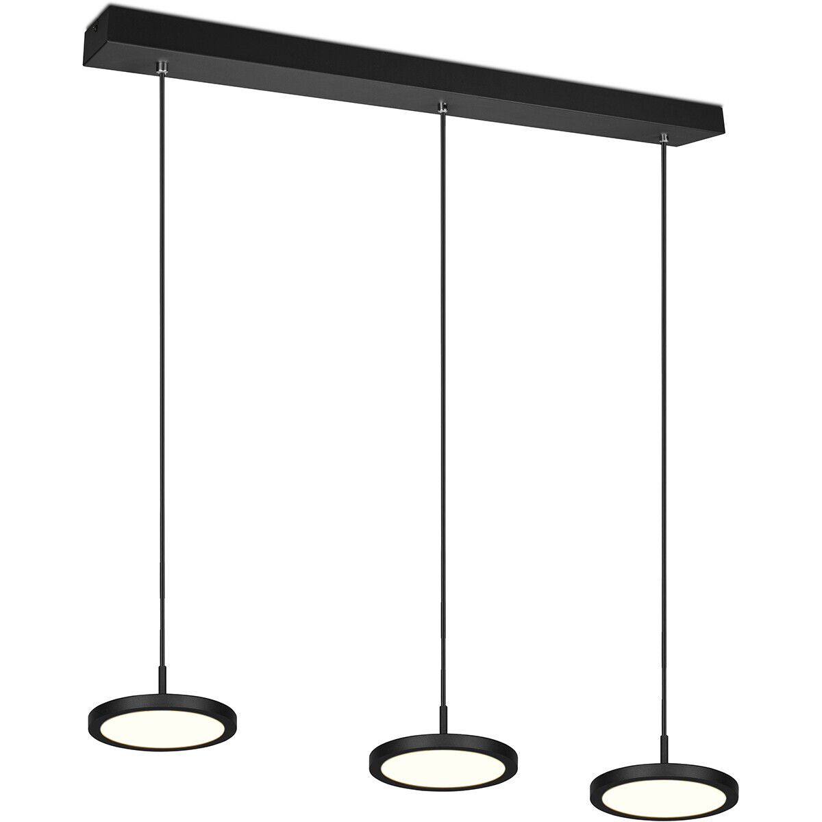 BES LED LED Hanglamp - Hangverlichting - Trion Trula - 30W - 3-lichts - Warm Wit 3000K - Dimbaar - Rechthoek - Mat Zwart - Aluminium