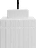 Vente-unique Wit gestreept hangmeubel voor badkamer met opbouwwastafel - 60 cm - SATARA