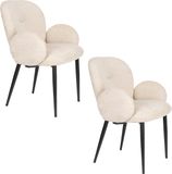 Housecraft Living Alaz Eetkamerstoelen met armleuning Off-white - Set van 2