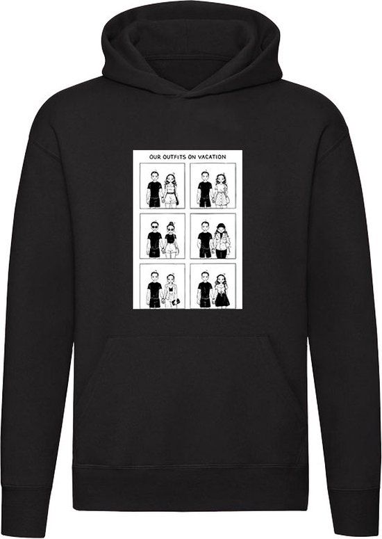Zwarte Vakantie Outfit Hoodie Unisex - Katoen - Maat L