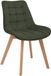CLP Brook Chaise de salle à manger - Base en bois - 150 kg - Cordon - Tissu côtelé/vert