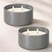 Home & Styling LED Solar LED kaars in pot - 2x - met 3 lonten - beton - grijs - D17 x H8 cm - buiten - waterdicht