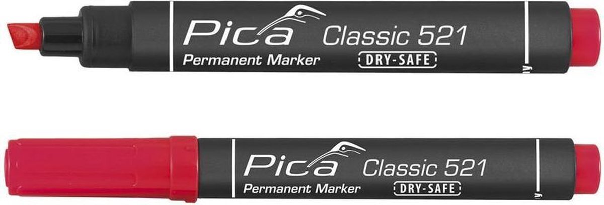 Pica 521/40 Permanent Marker - Beitel 2-6mm - Rood - 10 stuks