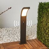 Lucande Juvia Padverlichting met Bewegingsmelder - Grafietgrijs/Opaalwit - Aluminium/Kunststof - 60 cm Hoog