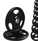 G5 HT SPORT Olympion Rubberen halterschijven van gietijzer, gatdiameter 50 mm, voor sportschool en thuisgym van 1,25 tot 25 kg, voor halters en lange halters (2 x 15 kg)