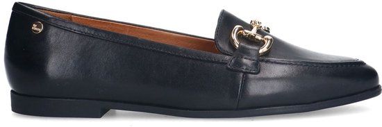 No Stress - Dames - Zwarte leren loafers met gouden chain - Maat 38