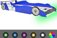 Lit enfant voiture de course avec éclairage LED bleu 90x200 cm