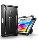 Dexnor Robuuste hoes voor iPad 10th generatie 10.9 inch (2022), Heavy Duty schokbestendige bumper beschermhoes met schermbeschermer en standaard en potloodhouder - Zwart