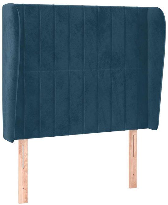 vidaXL Hoofdbord met randen 83x23x118/128 cm fluweel donkerblauw