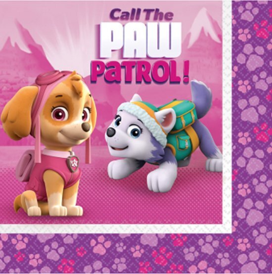 - 20 roze Paw Patrolâ„¢ servetten - Feestdecoratievoorwerp