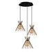 Moderne Opviq Kirpi 3086 hanglamp, goudkleurig, metaal, 3-lamps rond