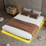 COMHOMA Metalen Logeerbed met LED en App Bediening - 90x200 cm