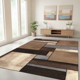 TapisTrend Designer tapijt Beige 80x340 cm Abstract geometrisch vloerkleed met een modern rechthoekig blokpatroon