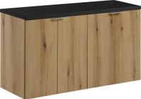 Icecat Meuble de salle de bain de 100 cm avec un plateau noir en décor chêne