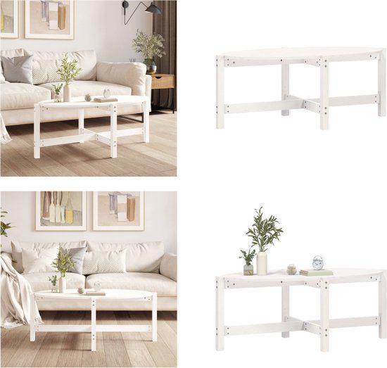 vidaXL Salontafel 118x63x45 cm massief grenenhout wit