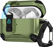 CoolGadget Hülle für Apple AirPods Pro 3 magnetisch mit Karabiner, 360° Ganzkörperhülle mit Ständer, magnetisch aufladbar