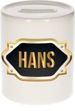 Bellatio Decorations Hans Spaarpot - Wit - Goud/Zwart Embleem - 8 x 9 cm - Keramiek