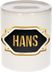 Bellatio Decorations Hans Spaarpot - Wit - Goud/Zwart Embleem - 8 x 9 cm - Keramiek