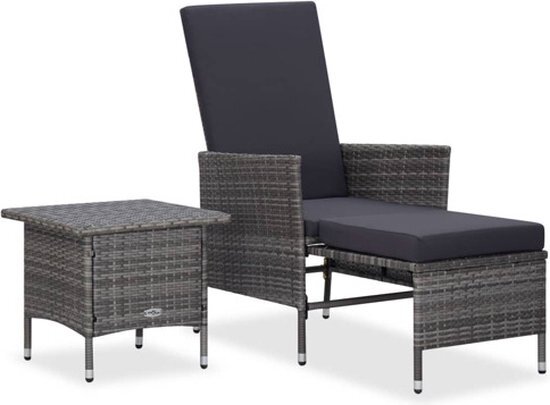 vidaXL 2-delige Loungeset met kussens poly rattan grijs