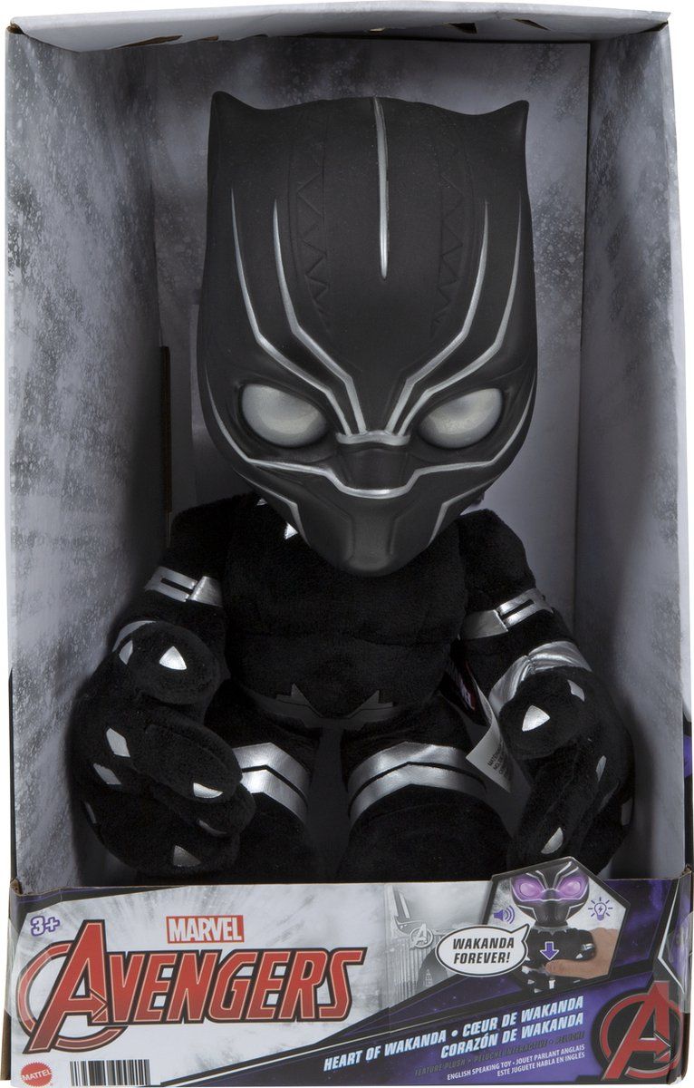 Mattel Marvel Black Panther Heart Of Wakanda Pluchen Figuur - 30cm - Zwart/Zilver