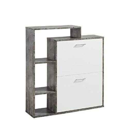 BAÏTA Lily schoenenkast - wit en betondecoratie - 86 cm
