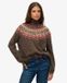 Superdry Fairisle trui met hoge hals Dames army dark brown multi
