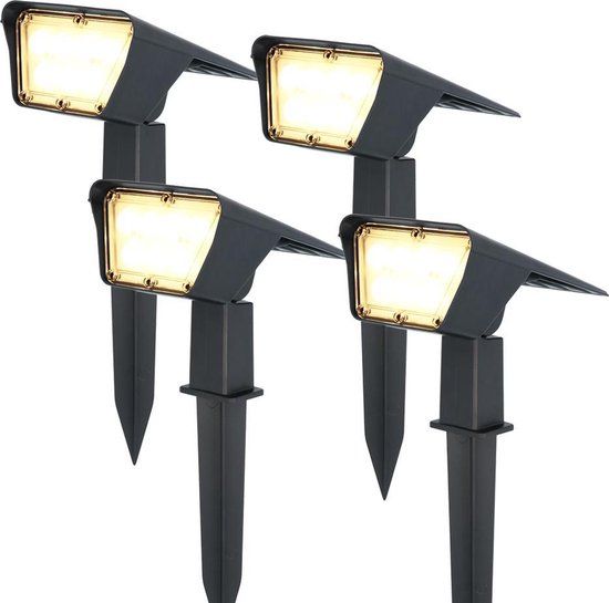 HOFTRONIC 4x HOFTRONIC Odessa Solar Tuinspot - Zwart - IP65 - 3000K Warm Wit