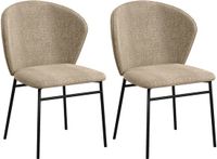 HOMCOM Eetkamerstoel Linnen (100% polyester) 52x55x80cm Bruin - Set van 2