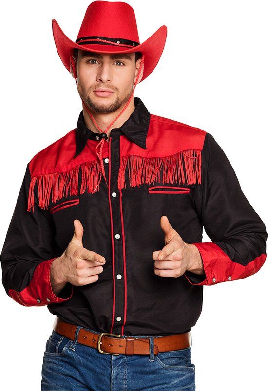 Boland Western Shirt - Black/Red (M) - Adult Cowboy Costume
