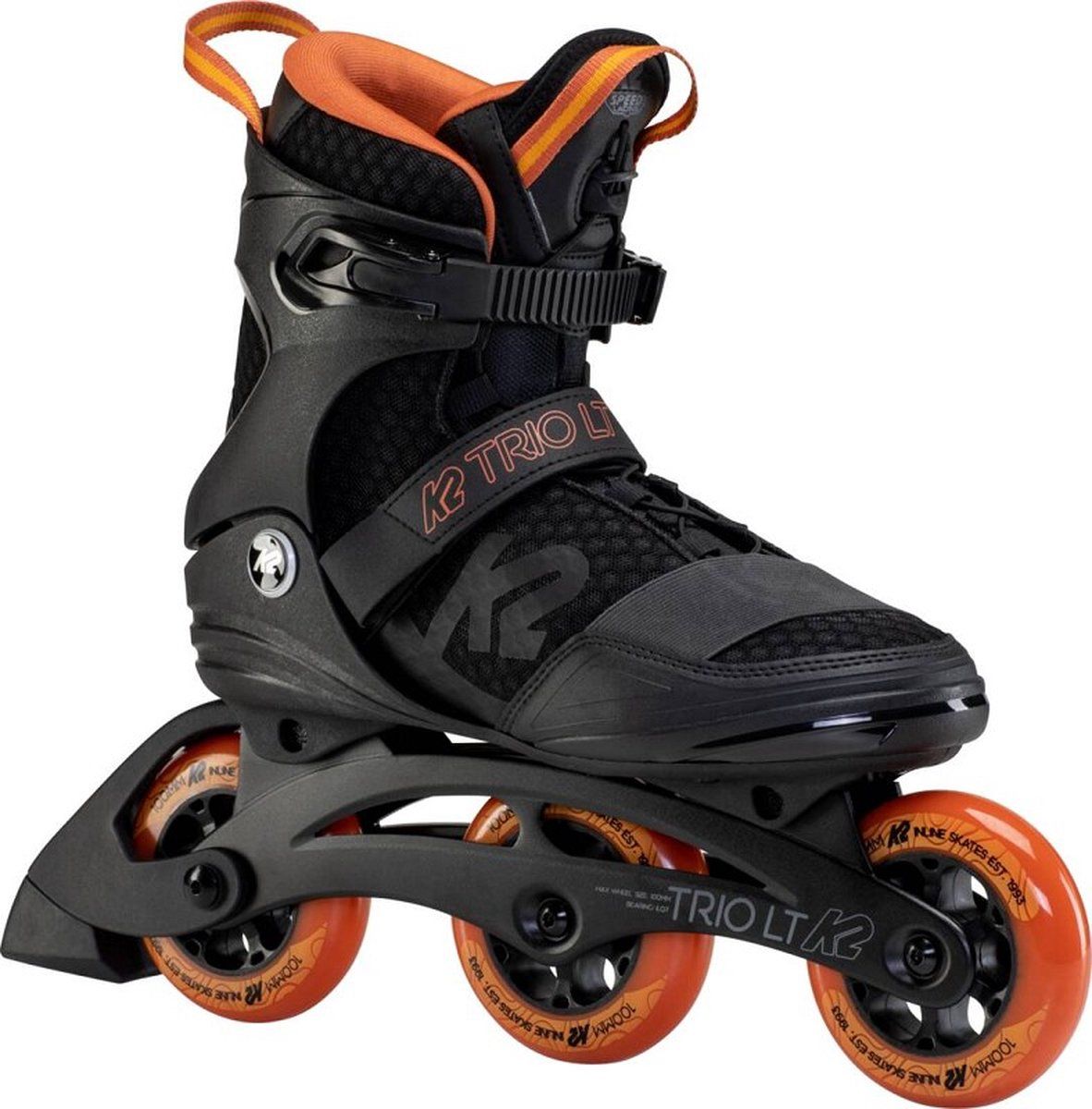 K2 Trio LT 100 M Inline Skates - Black/Orange - Size 9/42 - 2022 Model