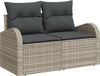 vidaXL Tuinbank met kussen lichtgrijs 124 x 62 x 69cm poly rattan