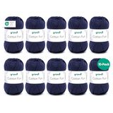 Gründl Cotton Fun Breigaren, haakgaren (zacht garen van 100% katoen, Oeko-Tex gecertificeerd, 50 g/115 m, naalddikte: 3-4, 10 bollen à 50 g), koningsblauw