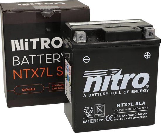Nitro NTX7L-BS 12volt 6Ah 114 x 71 x 131mm Ondershoudsvrij GEL
