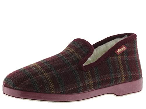 Victoria Wamba Men's Slippers - Plaid, Sheepskin Interior, Matching Sole - BURDEOS 43