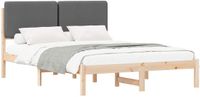vidaXL Bedframe met gestoffeerd hoofdeinde, donkergrijs, 150 x 200 cm