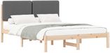 vidaXL Bedframe met gestoffeerd hoofdeinde, donkergrijs, 150 x 200 cm