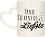 Bellatio Decorations Cadeau koffie/thee mok voor tante - zwart - hartjes oor - keramiek - 300 ml