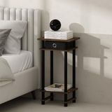 Furinno Hoog nachtkastje met bak, bewerkt hout, amber grenen/zwart, 1-pack, plastic palen