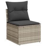 vidaXL 9-delige loungeset met kussens, polyrattan, lichtgrijs