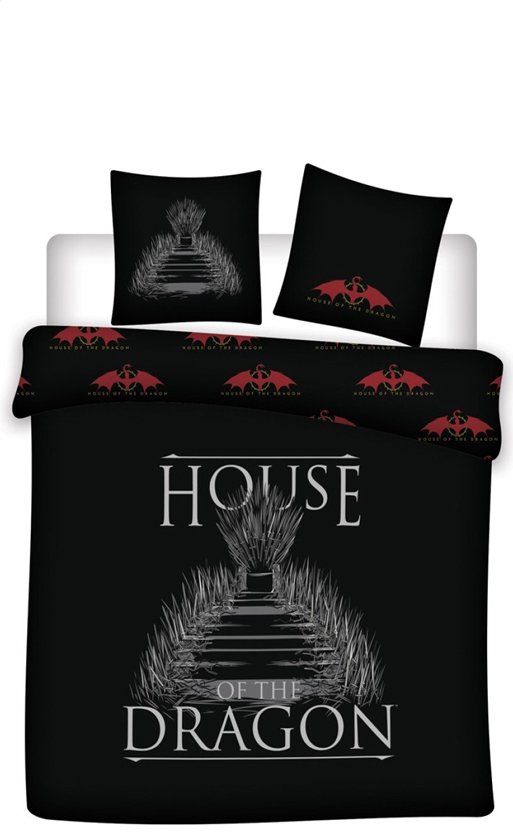 House of The Dragon Dekbedovertrek Targaryen - Lits Jumeaux - 240 x 220 cm - Zwart