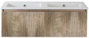 BES LED Frozen 3D Badmeubelset 120 cm - Greeplijst in Kleur - Grain Oak - Keramische Wastafel Wit Zonder Kraangat