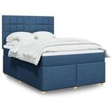 vidaXL Sommier à lattes de lit avec matelas Bleu 140x200 cm Tissu