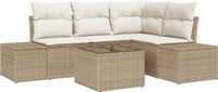vidaXL Tuinbank Set met opslag Beige en Crème polyrattan