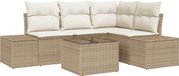 vidaXL Banc de jardin avec rangement beige et crème polyrotin