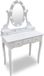 Versa Mariah Kaptafel met Spiegel Wit Kristal Hout (40 x 137 x 80 cm)