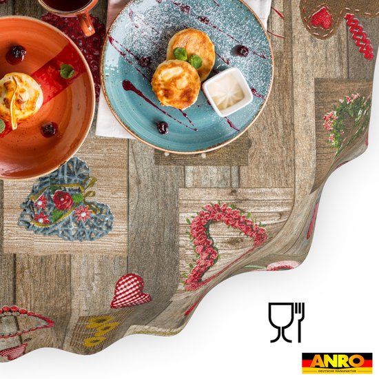 ANRO Tafelkleed Harten Bruin Ovaal 280x140cm