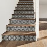 Ambiance Sticker Zelfklevende trap, tegels, trap, Lucia, zelfklevend, voor trap, cementtegels, 2 stroken van 15 cm x 105 cm
